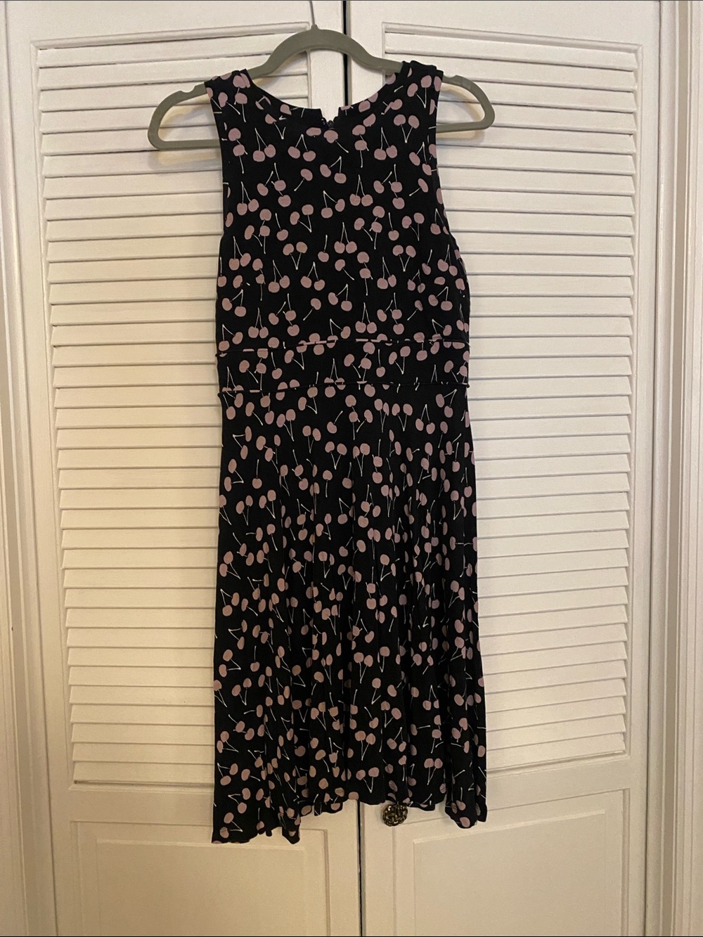LOFT Sleeveless Black Dress with Light Pink Cherry Motif